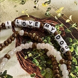 I Love My Dog stretch bracelet set